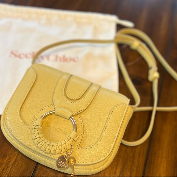 NEW💛See by Chloé Hana Leather Gold Lock Charm Detail Crossbody Bag Russet Green - Picture 10 of 13